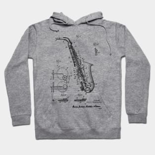 Vintage Saxophone Patent Diagram, Sax Player Gift, Saxophonist Gift, Saxophone Teacher Gift, Musical Instrument Diagram Hoodie